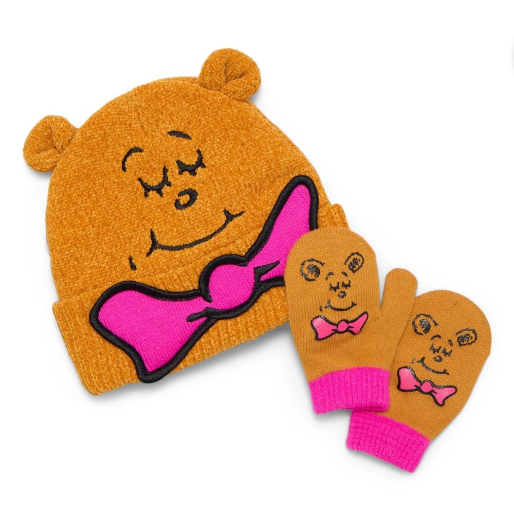 Dr. Seuss ABC Bear Toddler Unisex Brown Beanie Hat and Mittens NWT